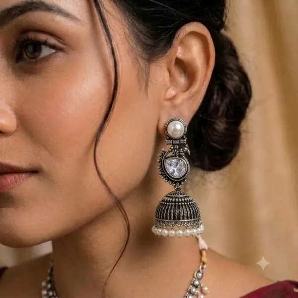 Traditional_Oxidised_Silver_Stone_Jhumka_Earrings_For_Women_Girls