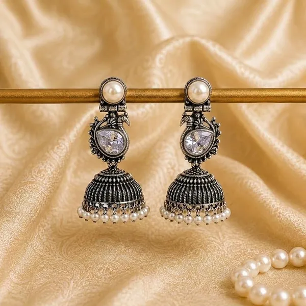Traditional_Oxidised_Silver_Stone_Jhumka_Earrings_For_Women_Girls