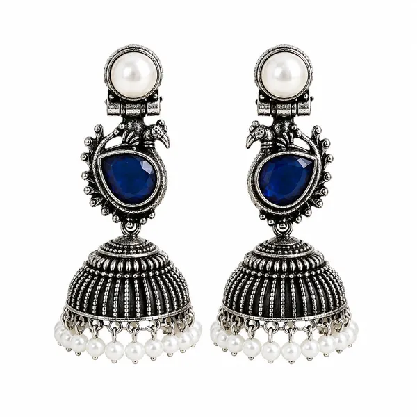 Traditional_Oxidised_Silver_Stone_Jhumka_Earrings_For_Women_Girls