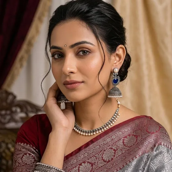 Traditional_Oxidised_Silver_Stone_Jhumka_Earrings_For_Women_Girls