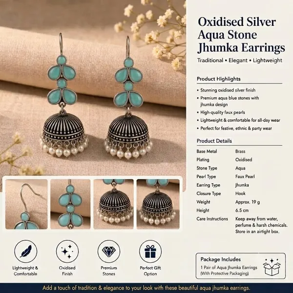 Oxidised_Silver_Jhumka_Earrings_With_Blue_Stone_And_Pearl_Drops_Traditional_Indian_Style