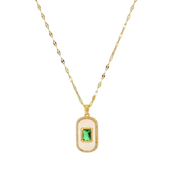 Emerald_Halo_Oval_Enamel_Pendant_Necklace_Default_Title