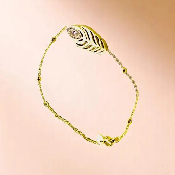Golden_Drift_Feather_Cz_Stone_Bracelet_Default_Title