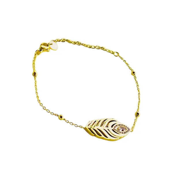 Golden_Drift_Feather_Cz_Stone_Bracelet_Default_Title