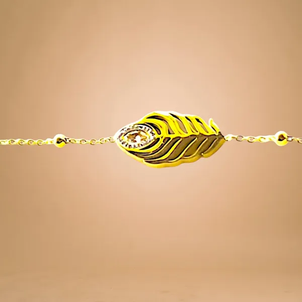 Golden_Drift_Feather_Cz_Stone_Bracelet_Default_Title