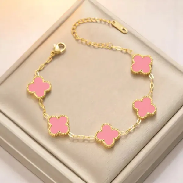 Rosy_Luck_Pink_Clover_Charm_Bracelet_Default_Title
