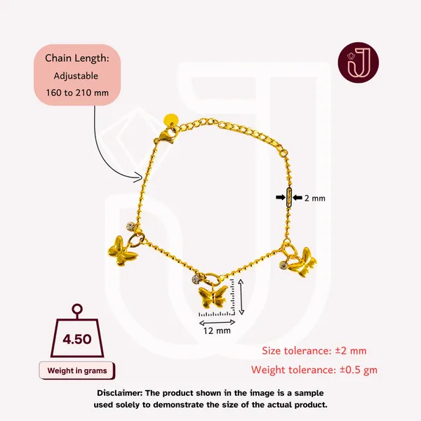 Golden_Flutter_Gold_Butterfly_Charm_Bracelet_Default_Title