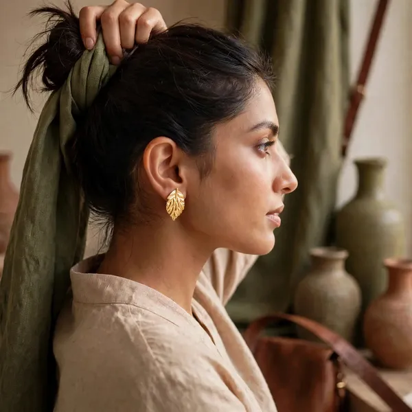 Golden_Poise_Leaf_Motif_Stud_Earrings_Default_Title