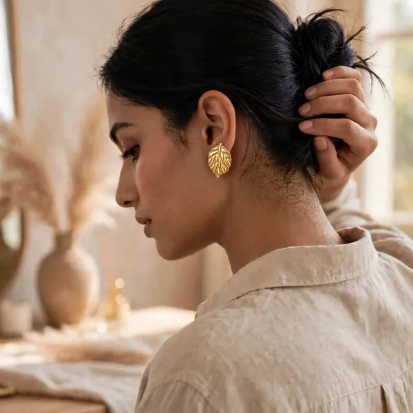 Golden_Poise_Leaf_Motif_Stud_Earrings_Default_Title