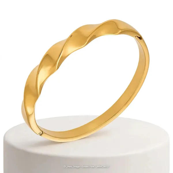 Golden_Flow_Twist_Wave_Gold_Bracelet_Default_Title