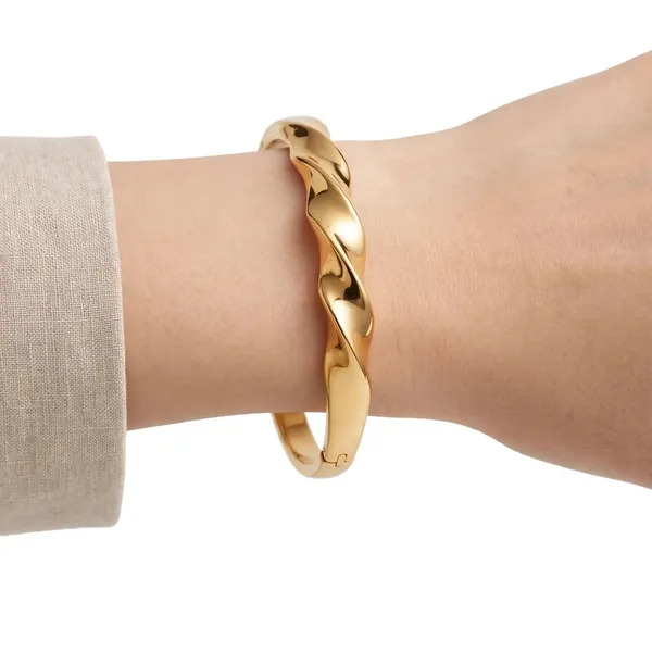 Golden_Flow_Twist_Wave_Gold_Bracelet_Default_Title