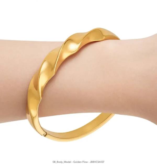 Golden_Flow_Twist_Wave_Gold_Bracelet_Default_Title