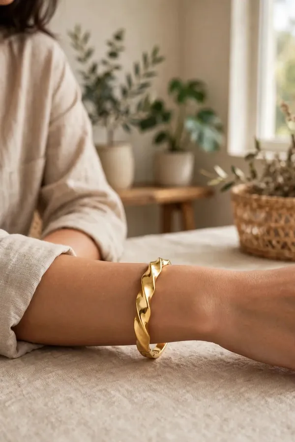 Golden_Flow_Twist_Wave_Gold_Bracelet_Default_Title