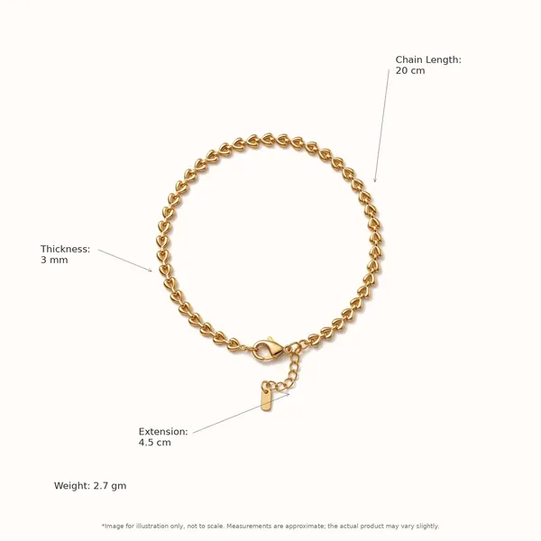 Golden_Heart_Heart_Design_Gold_Chain_Bracelet_Default_Title