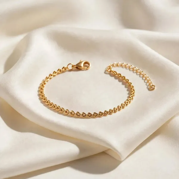 Golden_Heart_Heart_Design_Gold_Chain_Bracelet_Default_Title