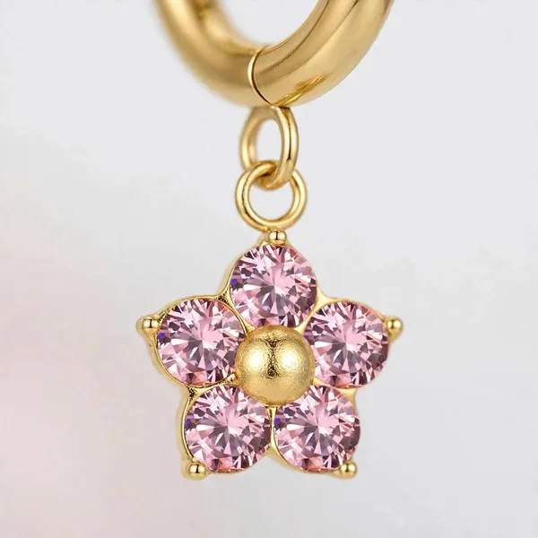 Petal_Bloom_Zircon_Flower_Pendant_Gold_Huggie_Earrings_Pink