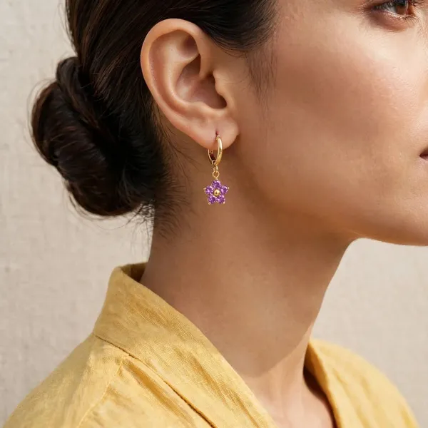 Petal_Bloom_Zircon_Flower_Pendant_Gold_Huggie_Earrings_Purple