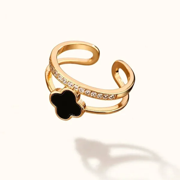 Clover_Charm_Gold_Clover_Adjustable_Cuff_Ring_Black