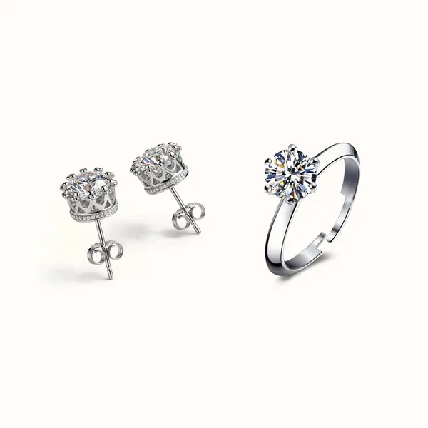 Crystal_Silver_Set_Silver_Stud_Earrings_Solitaire_Ring_Default_Title