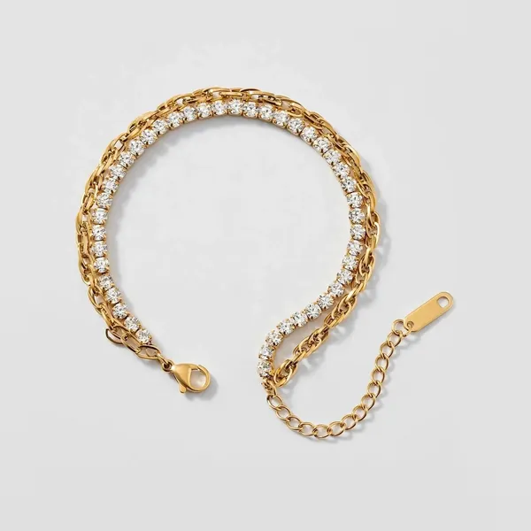 Twin_Sparkle_Gold_Double_Layer_Rhinestone_Bracelet_Default_Title