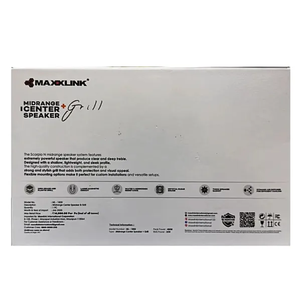 Maxxlink_Scorpio_N_Center_Speaker_With_Protective_Grill_400w_Peak_Power_Default_Title