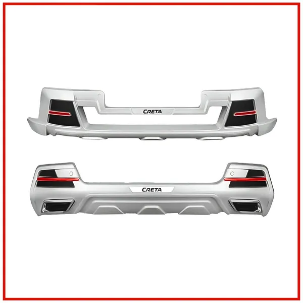 Abs_Hyundai_Creta_2024_Front_And_Rear_Bumper_Guards_Silver_Black_And_Red