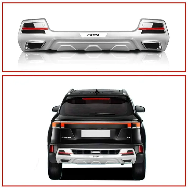 Abs_Hyundai_Creta_2024_Front_And_Rear_Bumper_Guards_Silver_Black_And_Red