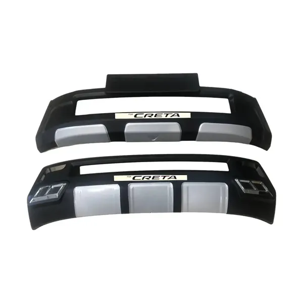 Abs_Hyundai_Creta_2024_Front_And_Rear_Bumper_Guards_Silver_Black_And_Red