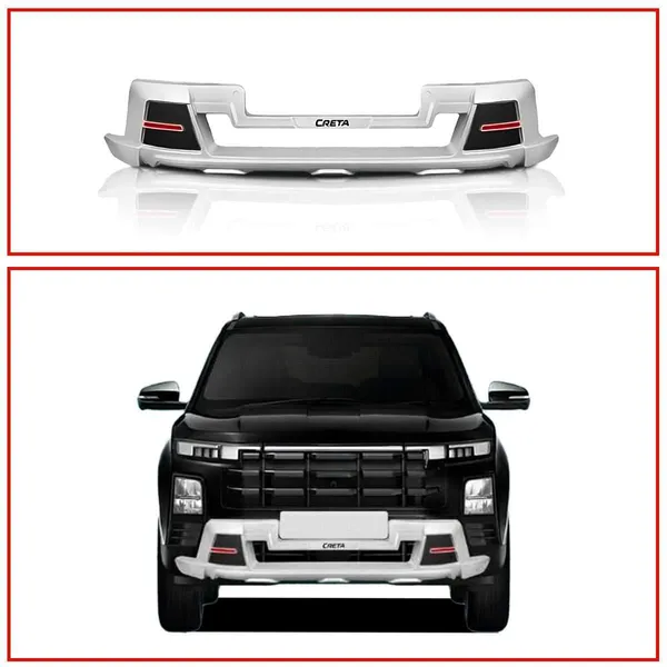 Abs_Hyundai_Creta_2024_Front_And_Rear_Bumper_Guards_Silver_And_Black