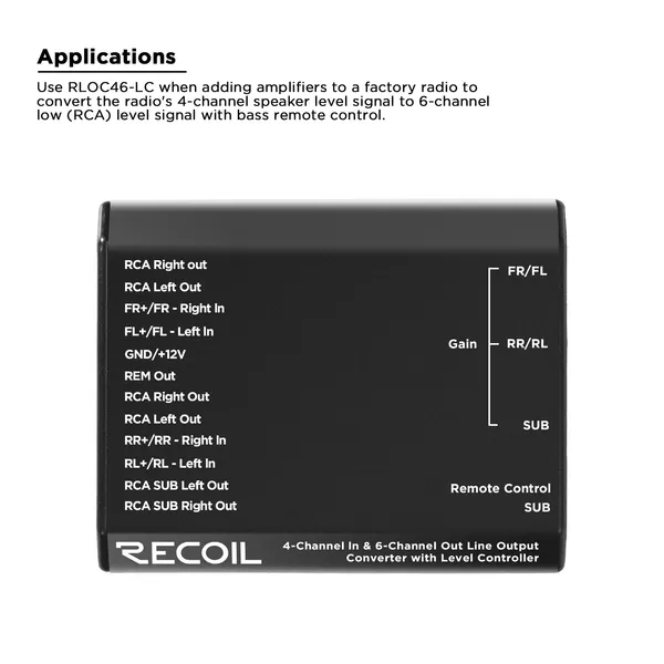 Recoil_Rloc46_Lc_4_Channel_Adjustable_High_To_Low_Level_Converter_Loc_With_6_Rca_Outputs_Universal_Default_Title