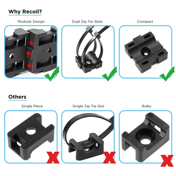 Recoil_Ztm25_K400_Zip_Tie_Mount_Kit_25mm_400_Pcs_For_1_0_To_4_Awg_Wire_Default_Title