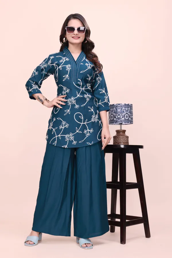 Teal_Printed_Kurta_Palazzo_Set_for_Women