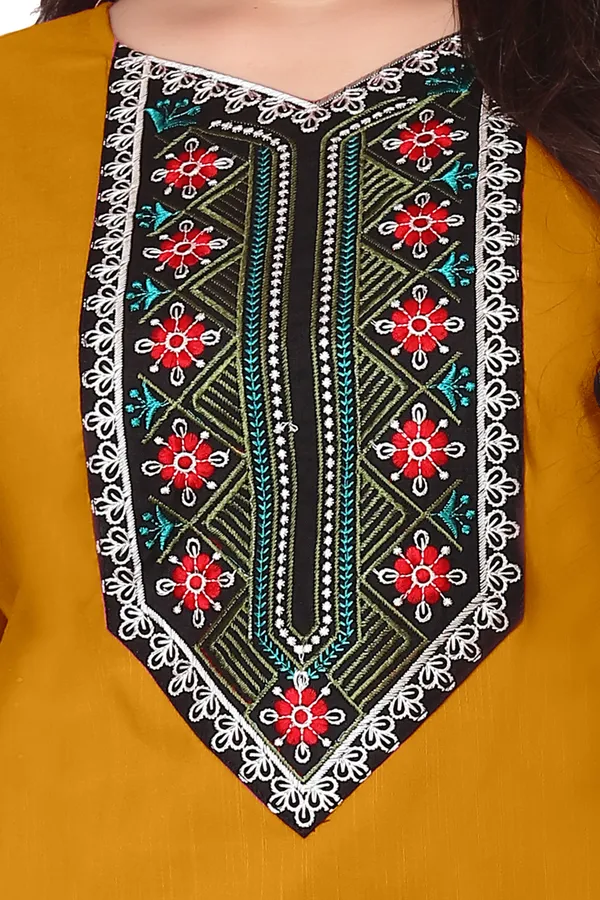 Mustard_Embroidered_Straight_Kurti_for_Women