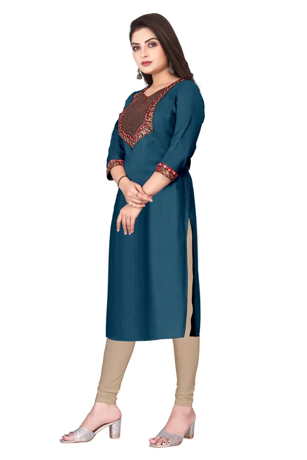 Teal_Embroidered_Straight_Kurta_for_Women