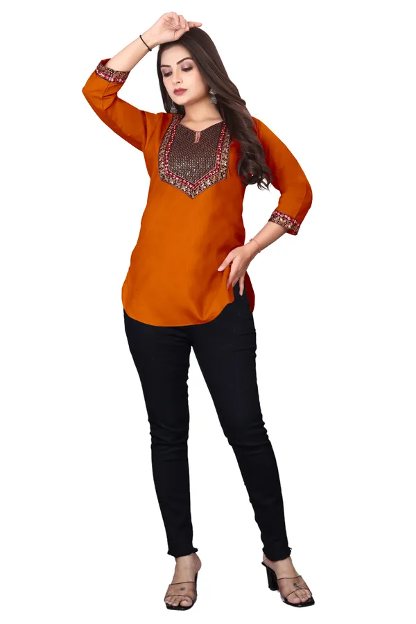 Orange_Embroidered_Straight_Kurti_for_Women