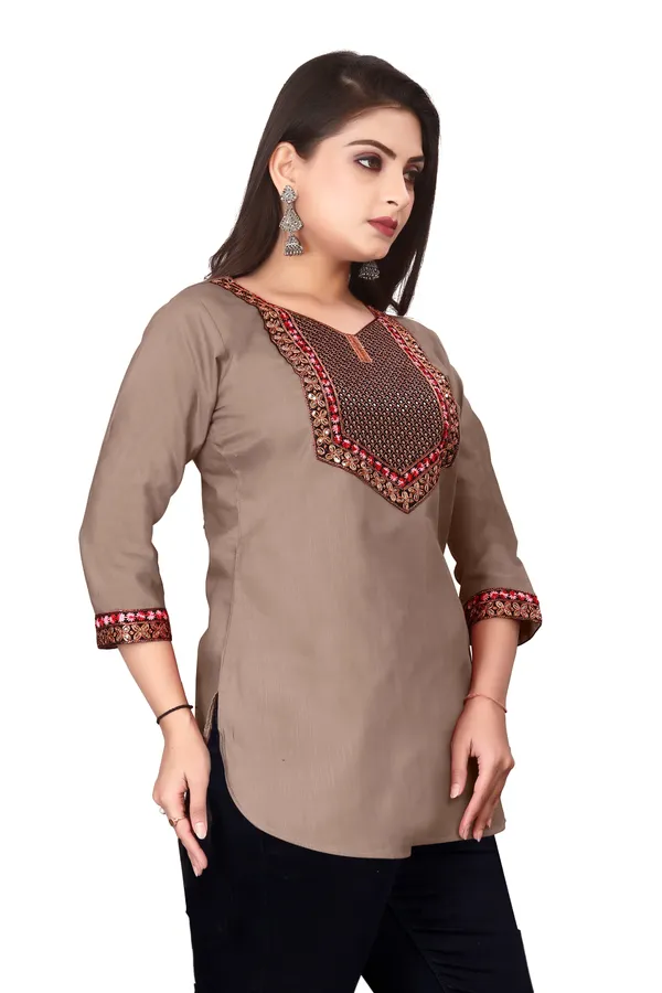 Taupe_Straight_Fit_Embroidered_Kurti_for_Women