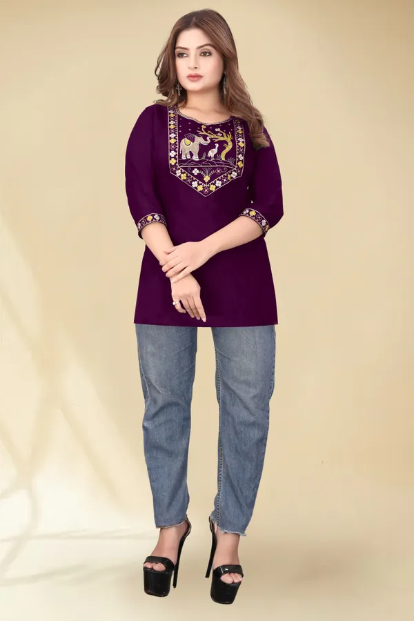 Purple_Embroidered_Straight_Kurti_for_Women