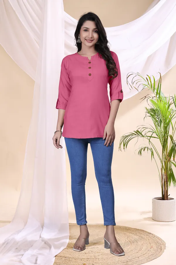 Pink_Solid_Regular_Fit_Kurti_for_Women