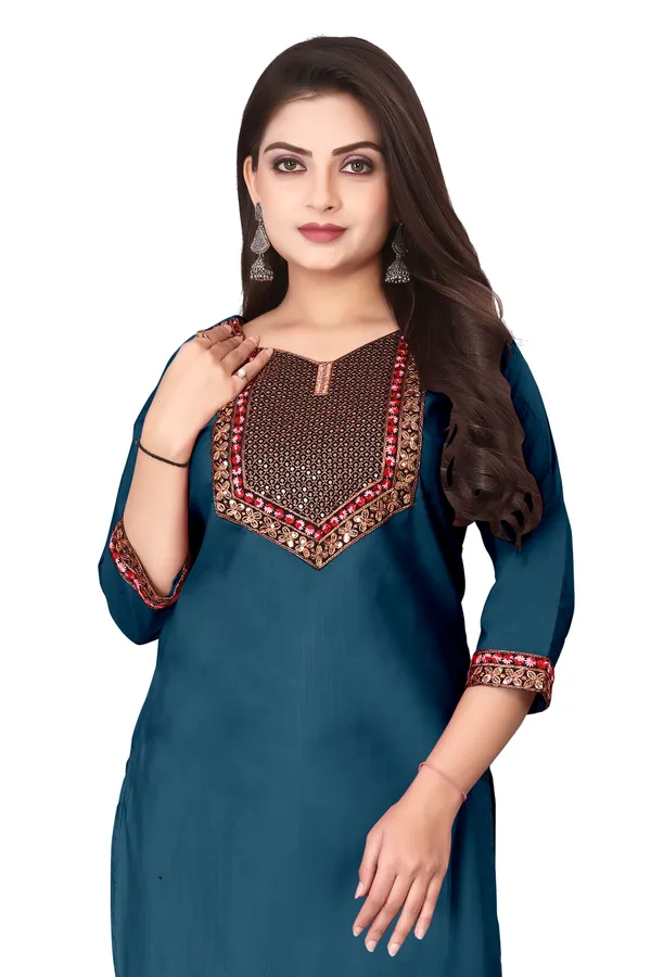 Teal_Embroidered_Straight_Kurta_for_Women