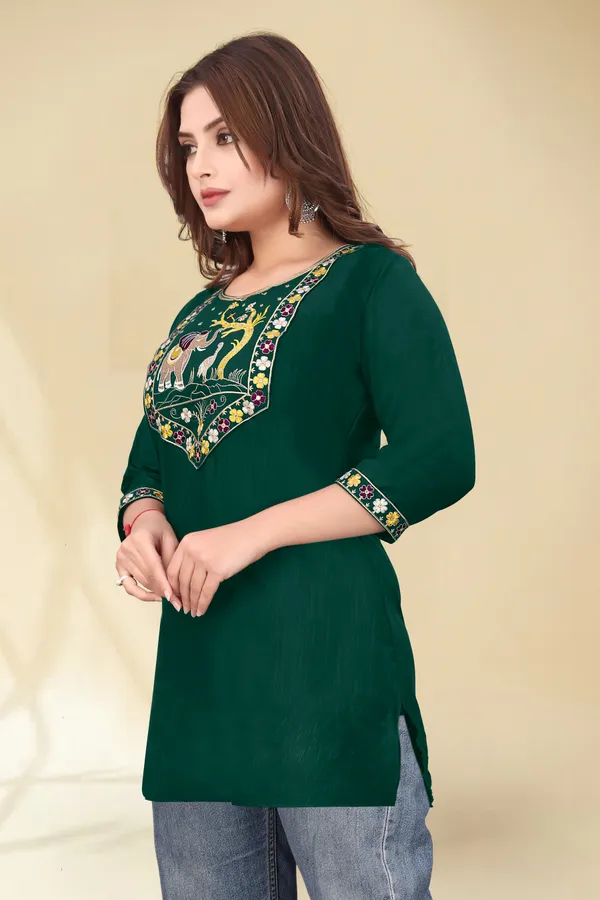 Green_Embroidered_Straight_Kurti_for_Women