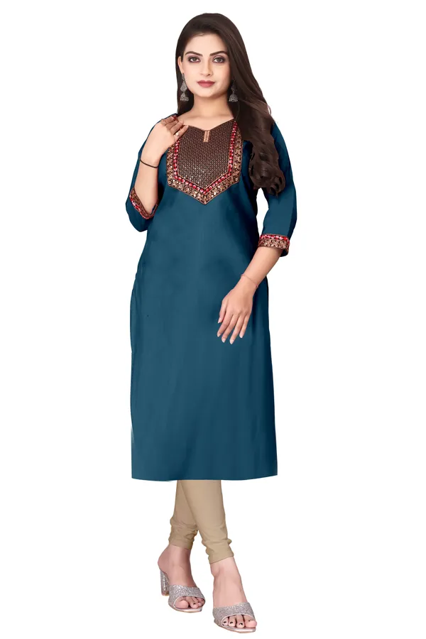 Teal_Embroidered_Straight_Kurta_for_Women