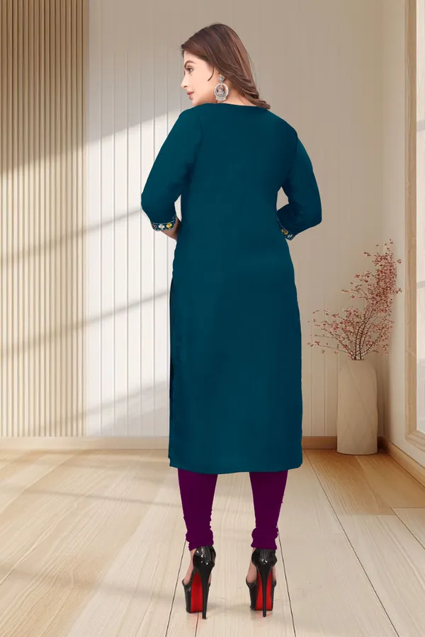 Teal_Embroidered_Straight_Kurta_for_Women