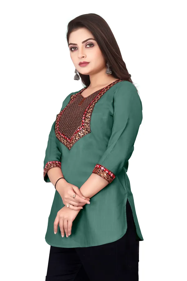 Green_Embroidered_Straight_Kurti_for_Women