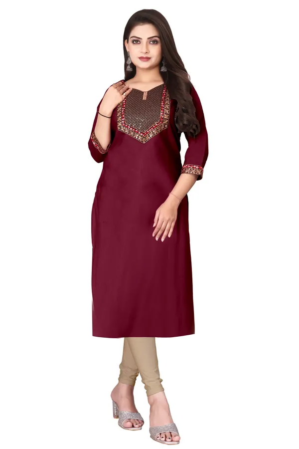 Maroon_Embroidered_Straight_Kurta_for_Women