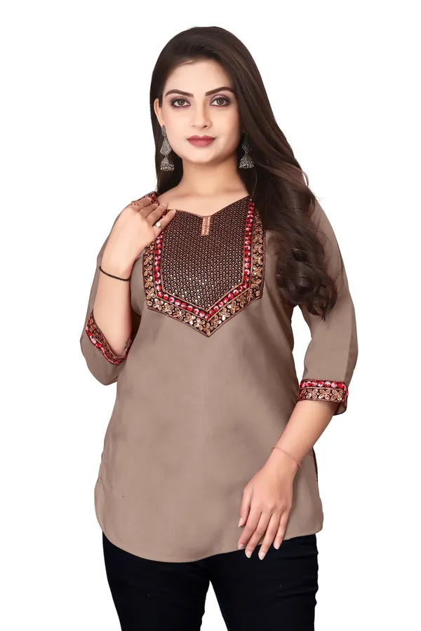 Taupe_Straight_Fit_Embroidered_Kurti_for_Women