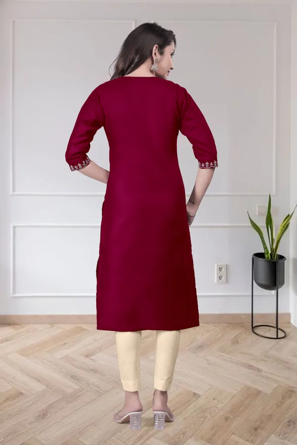 Maroon_Embroidered_Straight_Kurta_for_Women