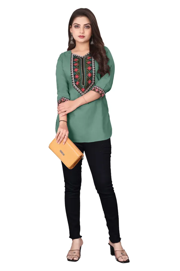 Green_Embroidered_Straight_Kurti_for_Women