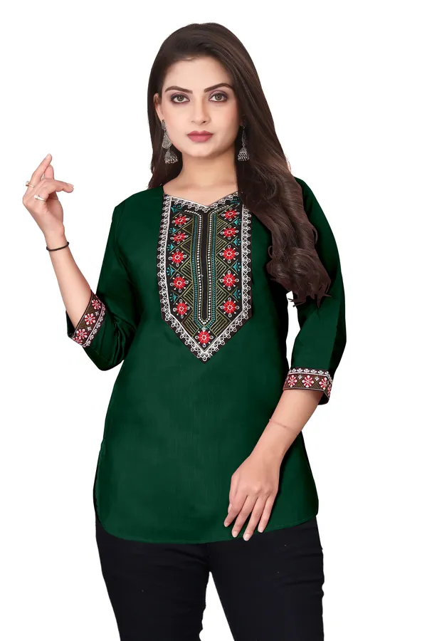 Green_Embroidered_Straight_Kurti_for_Women