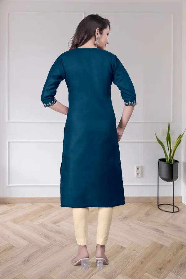 Teal_Embroidered_Straight_Kurta_for_Women