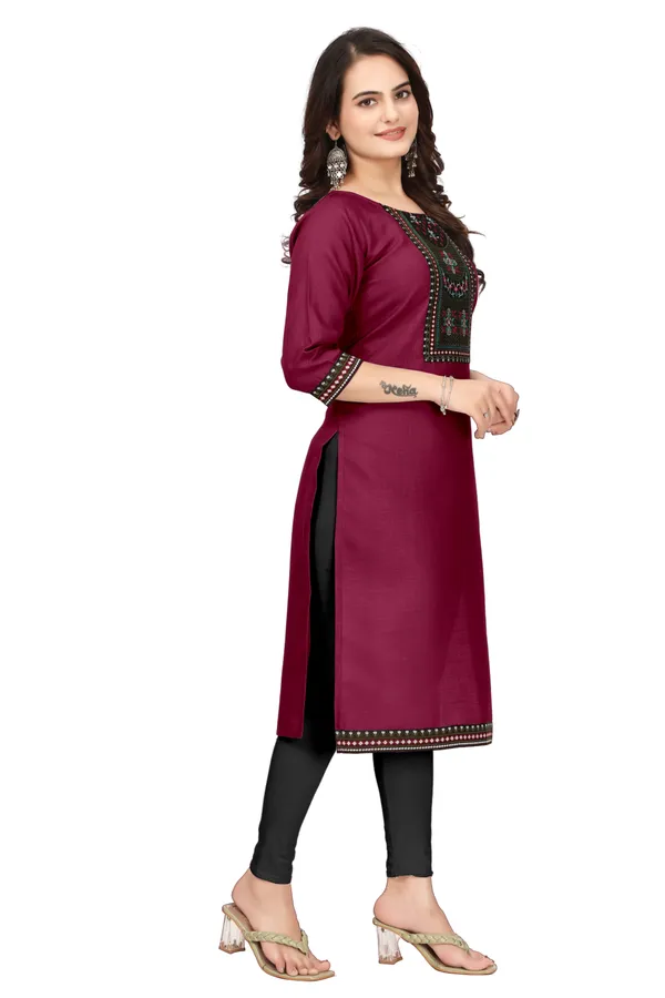 Maroon_Embroidered_Straight_Kurta_for_Women